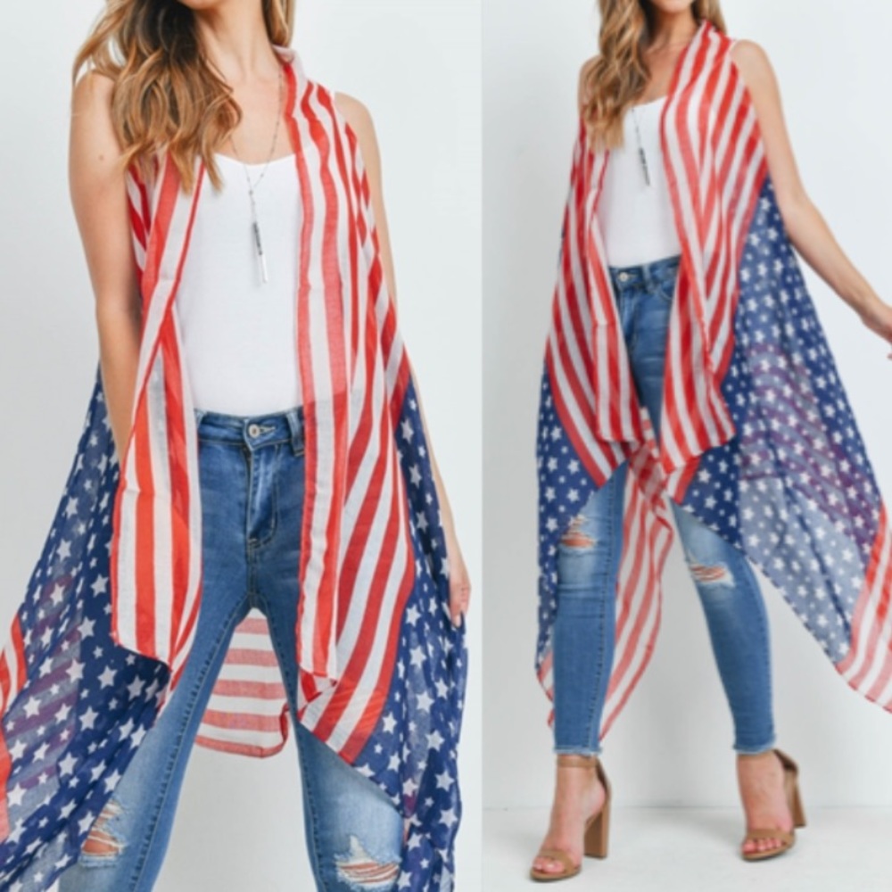 American flag print USA kimono - Picture 3 of 4